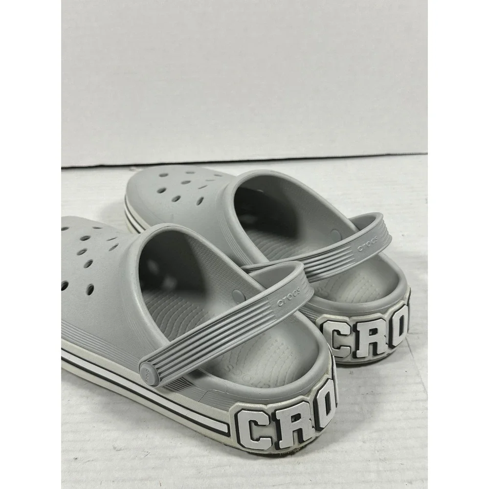 Crocs Crocband Logo Mania Clogs Light Grey Mens 9 Womens 11 Platform Sandals